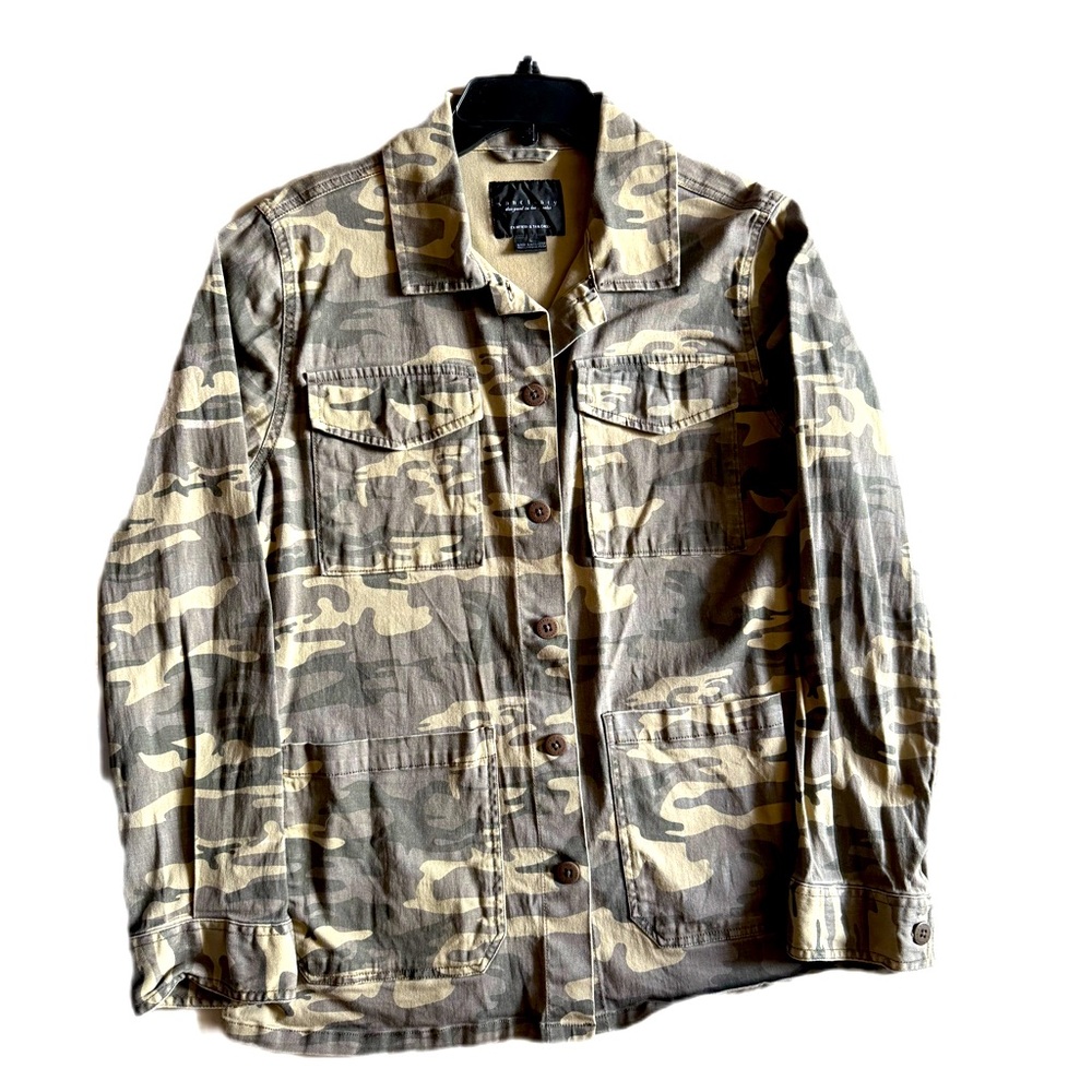 Sanctuary Womens Camo Military BDU Jacket Size Large Button Cotton costume sexy